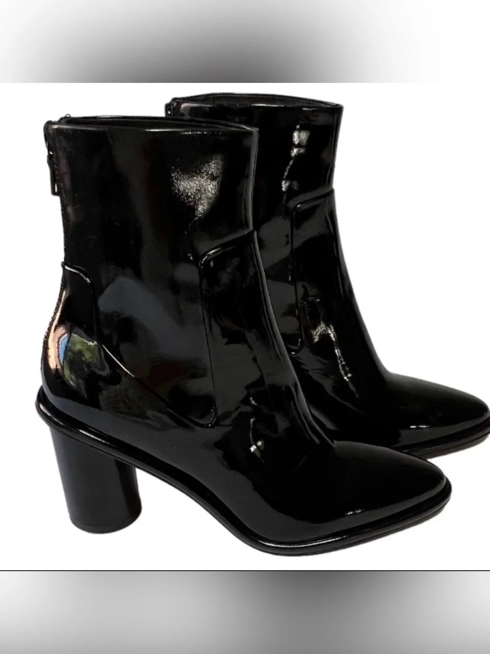rag & bone Wiley Patent Leather Ankle Boots Black Pointed Toe Women’s 6 Luxe